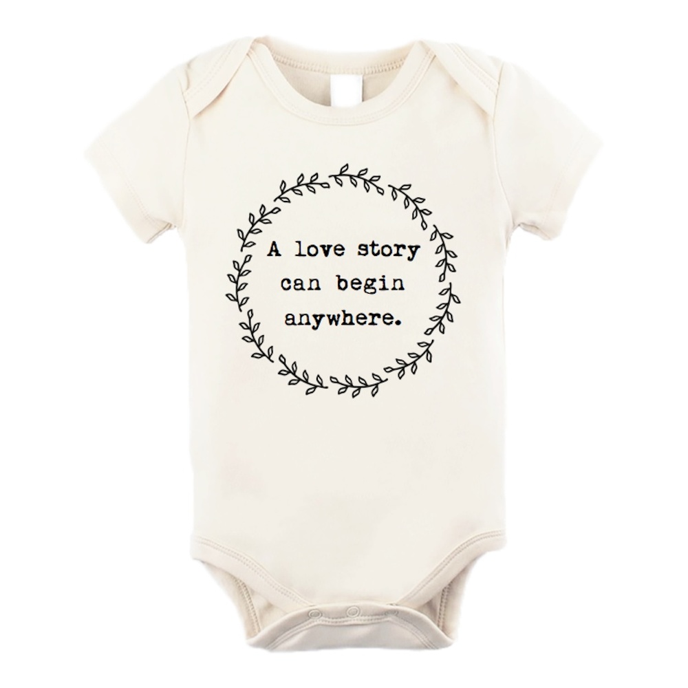 A Love Story Can Begin Anywhere Organic Onesie